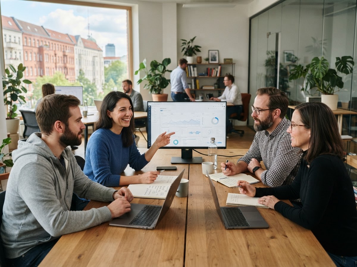 Trade Nexa team reviewing portfolio data on a unified dashboard